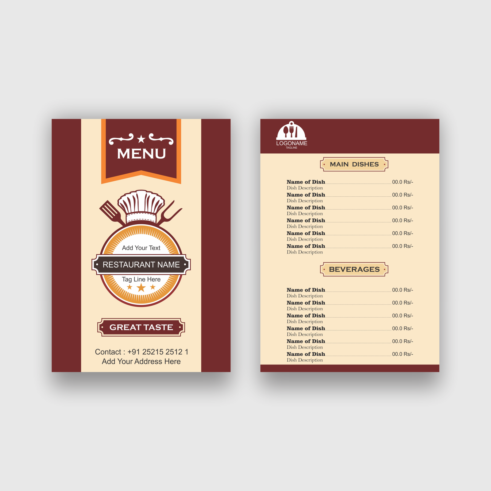 Menu Card (A4 Size) – printkero.com